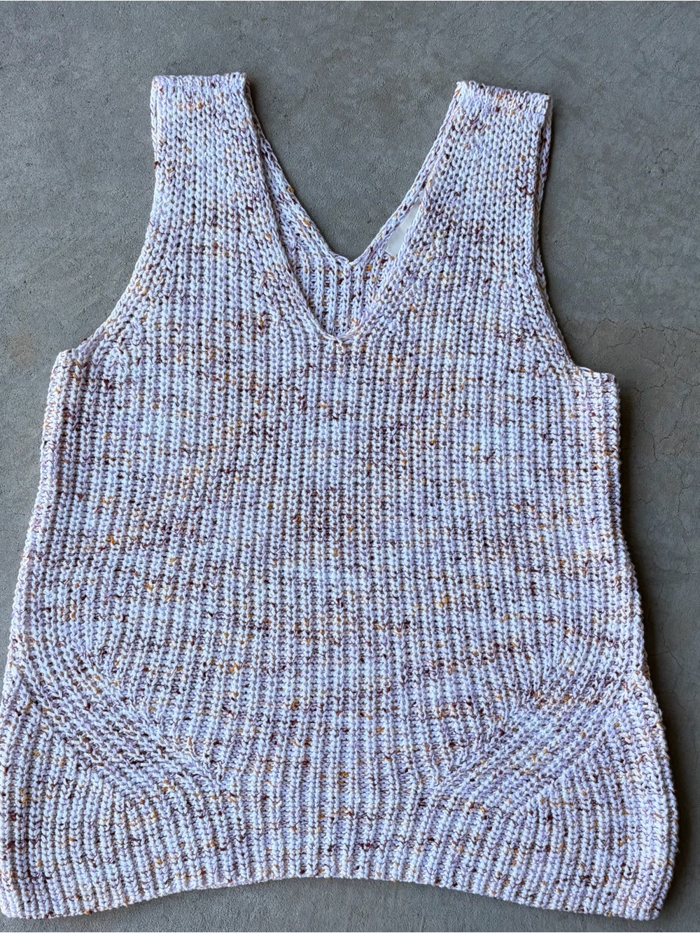 LOFT‎ Cream Speckle Knit V-Neck Tank